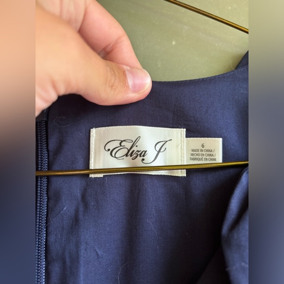 Eliza J Navy Midi Dress | NWT | Luxury Cotton/Linen Dress Size 6 & 8 - Picture 5 of 8